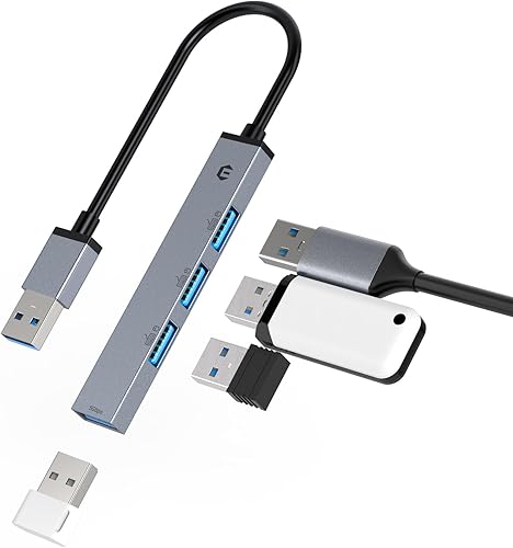 TOTU Concentrador USB, adaptador multipuerto USB, concentrador USB 3.0 de 4 puertos, divisor multiUSB ultrafino para laptop, Xbox, unidad flash,