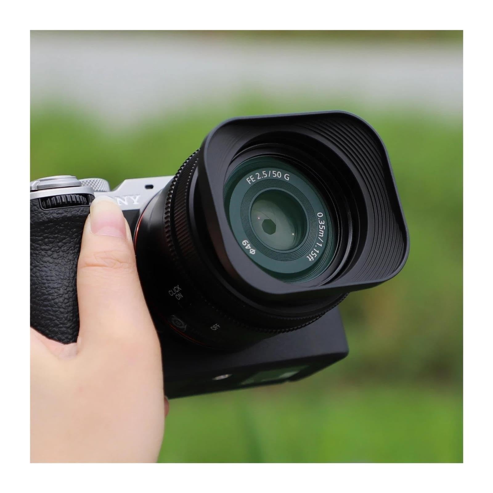 Pare-Soleil carré à baïonnette en métal, Compatible avec Sony FE 40mm F2.5 G FE 50mm F2.5 G A7CII / R 24mm.8, avec Capuchon
