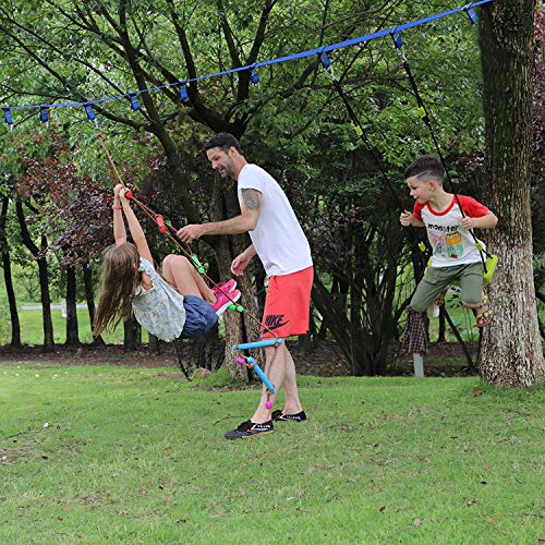 Rainbow Craft SA-215NEW 6.6Ft Climbing Rope Ladder Ninja Ladder For Kids - Kids Ninja Warrior Obstacle Course Accessories - Ninja Warrior Slackline Ladder, Playground Ninja Obstacles Swing Rope Ladder thumb #6