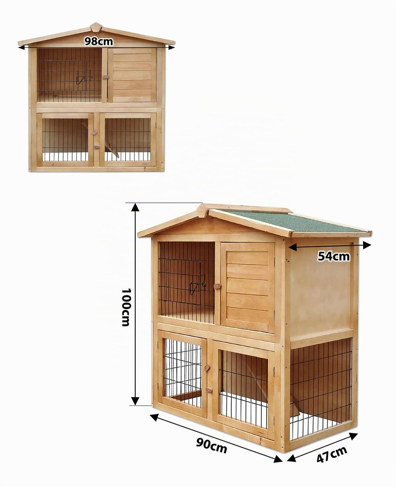 lionto Conejera de Madera caseta Exterior para Mascotas pequeñas cobertizo 98x54x100 cm