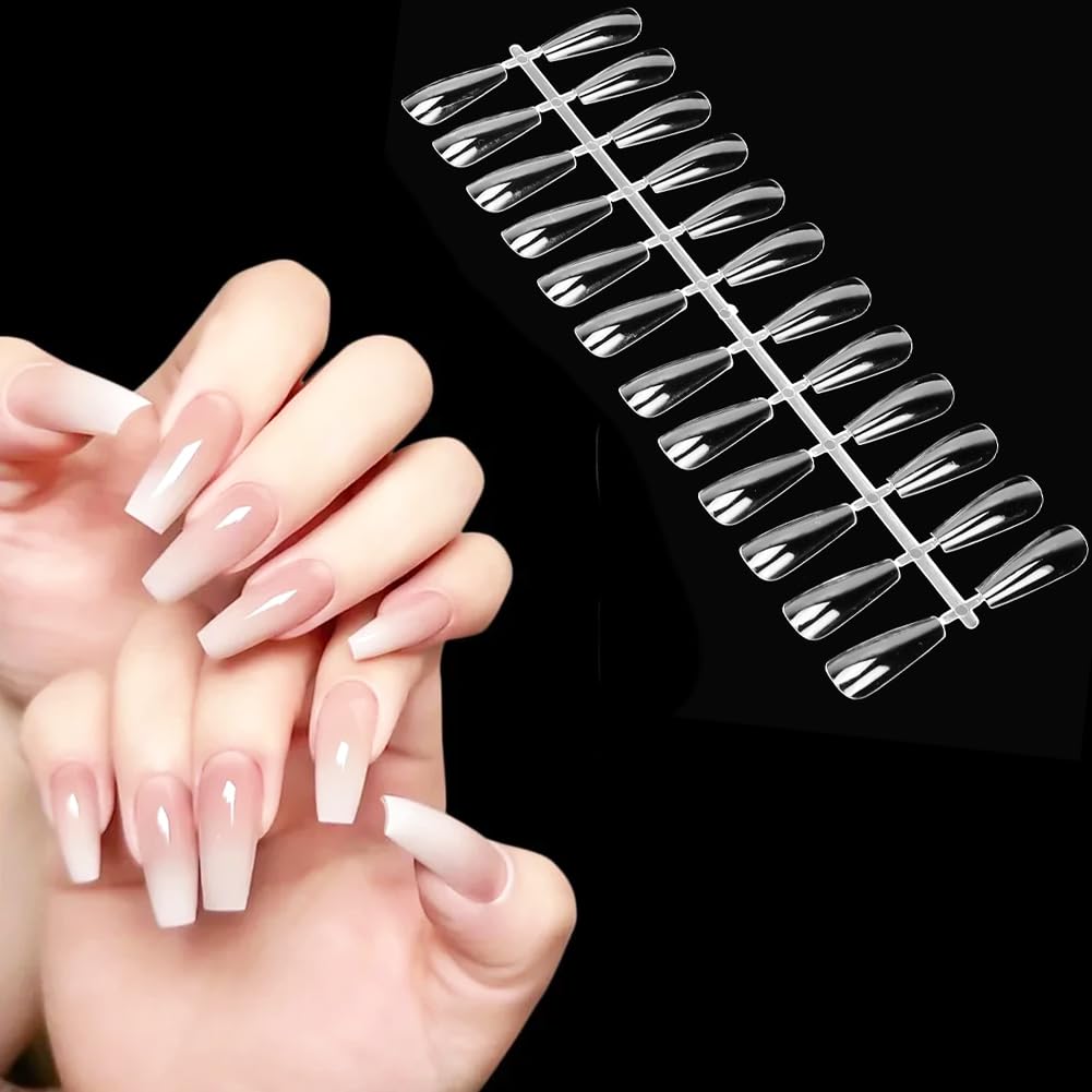 240pcs Clear Nail Swatches Sticks, Nail Art Polish Display Tips Manicure Supplies Equipment, Transparent(Long trapezoid 240 pieces)