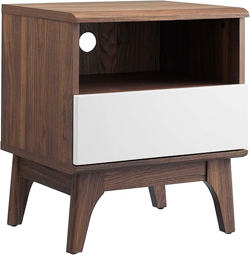 Miniatura 9 de Modway Envision Mid-Century - Soporte moderno para discos de vinilo de 37 pulgadas, 37 pulgadas, color blanco nogal
