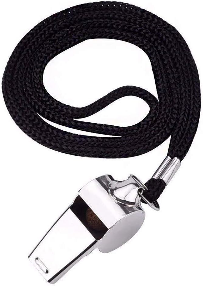 Metal Referee, 2 PCS Stainless Steel Coach Whistle - Extra Loud Whistle with Lanyard for School PE, Soccer, Ball Sports For Facial Care, Hair Care, Scalp Care Products_AB