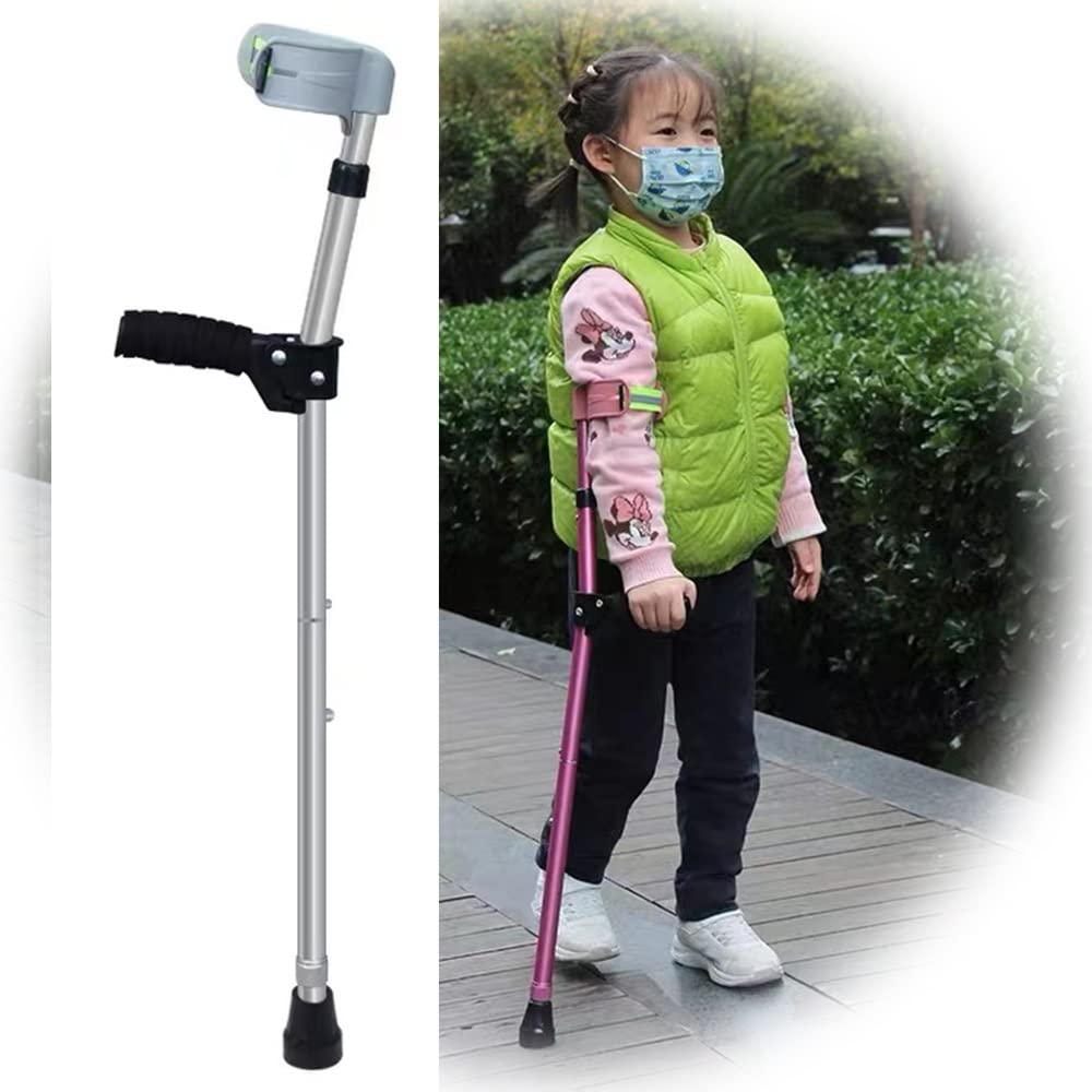 Bastón para Niños, Muletas De Antebrazo Regulables En Altura, Muleta Ajustable, Muletas Axilares Plegables, con Base Antideslizante, Altura Aplicable: 110 Cm -140cm (Color : Gray, Size : X1)