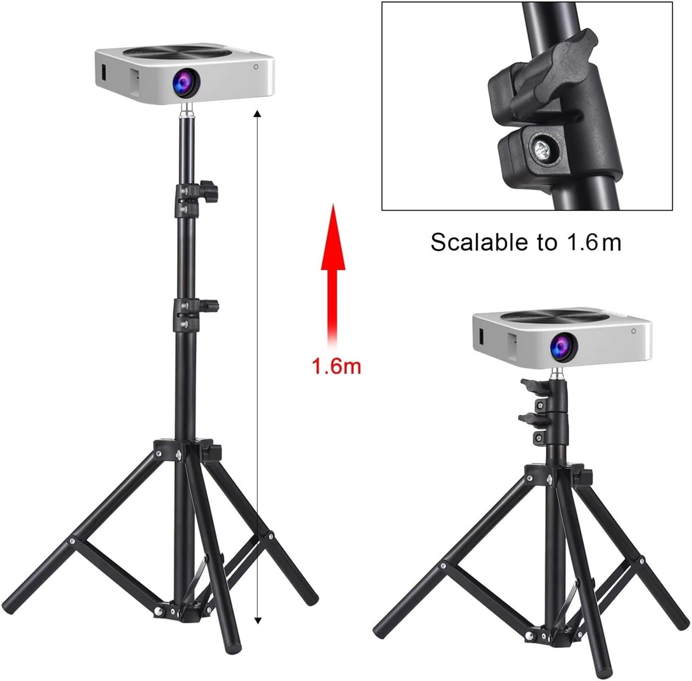 Projector Tripod Retractable Stand Aluminum Alloy Portable Stand 1/4 Inch Interface Adjustable Height
