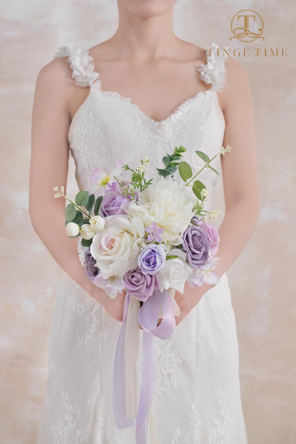 TINGE TIME Artificial Flowers White & Paisley Purple Flower Combo for DIY Wedding Bouquets Table Centerpieces Arrangements Party Baby Shower Home Decorations
