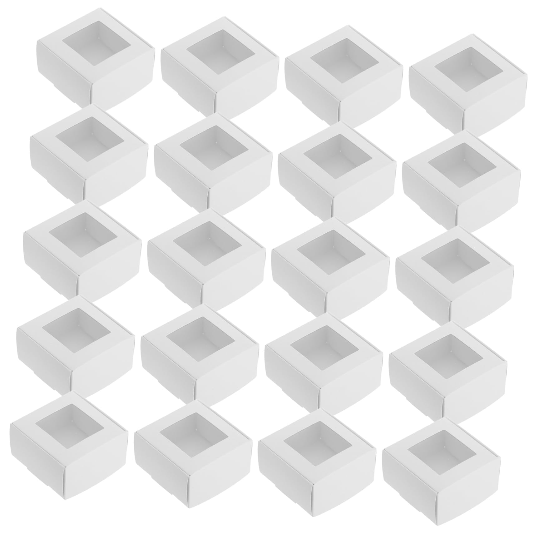 50 Pezzi Scatole di 7.5x7.5x4cm con Finestra Trasparente Scatole Quadrate e Accessori Confezione Elegante