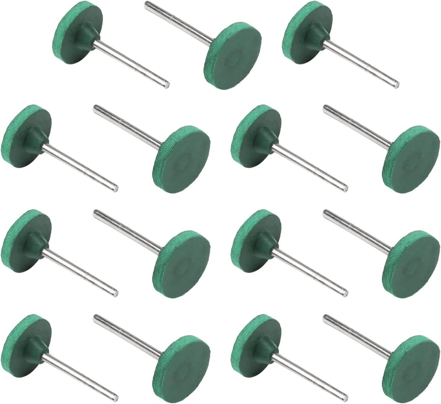 Utoolmart 40mm Rubber Polishing Burrs Bits with 6mm Shank Buffing Wheels for Rotary T Shape Tools Green 15 Pcs