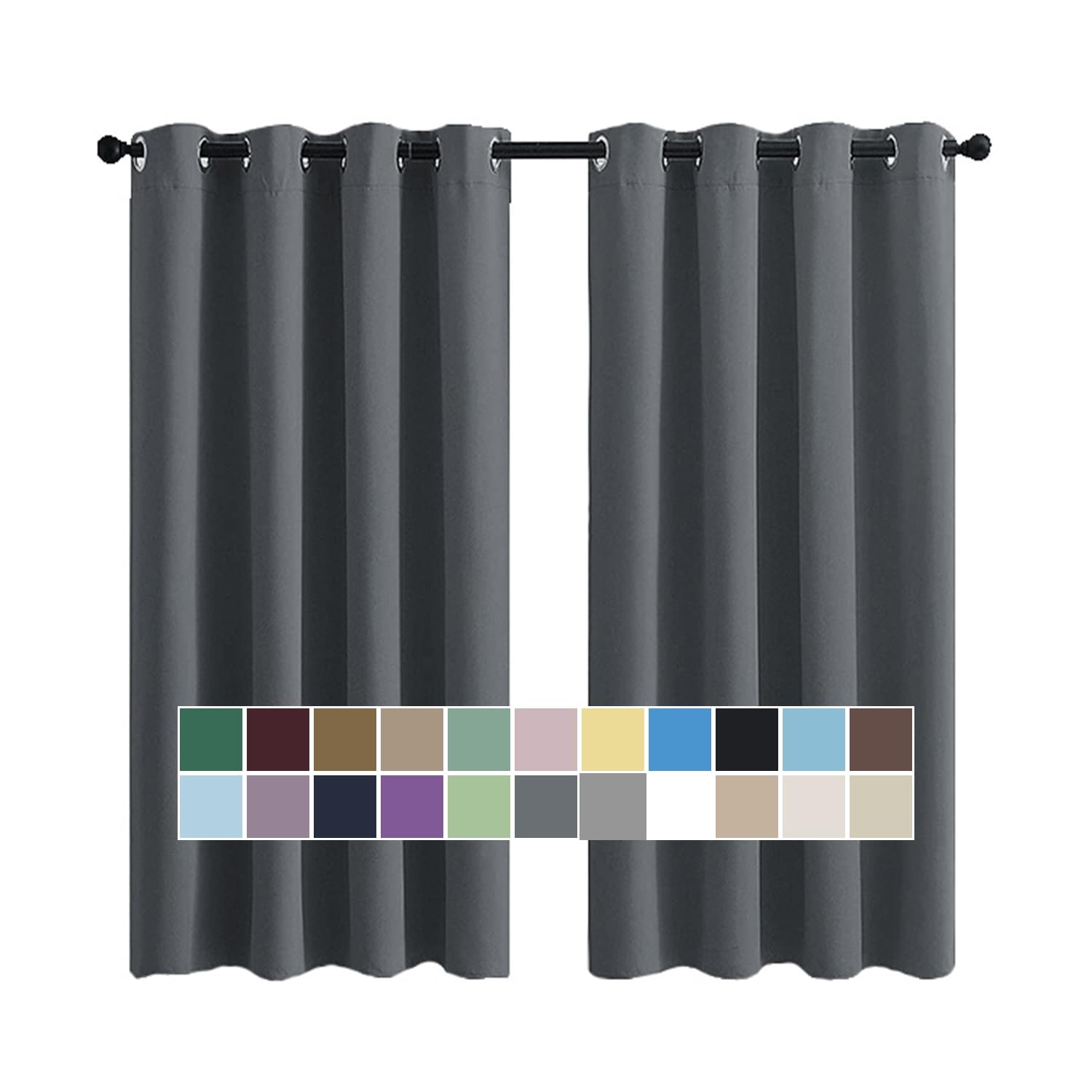 CHENG Rideau Fenetre, Rideau Porte, Isolation Thermique Installation Facile Anti Moisissure Antibactérien, pour La Decoration de Chambre, 137x132cm(Hauteur x Largeur) Gris, 2 pièces