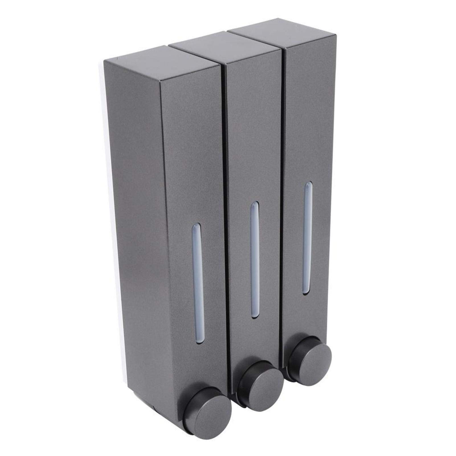 Dispensador de jabón de Pared, Manual montado en la Pared para dispensador jabon Ducha, dispensador de Gel de Ducha, Gel y champu, Loción para Baño Cocina Hotel 3x420ml(Black)