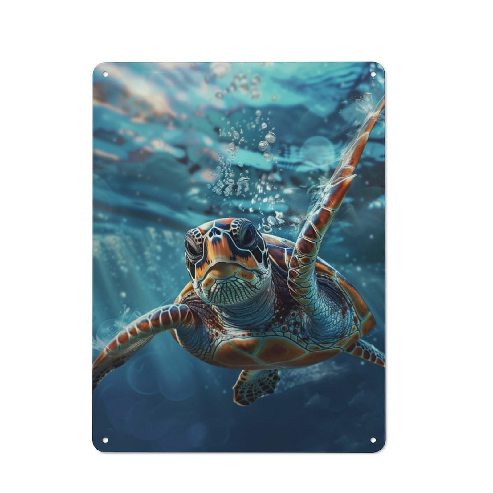 Turtle Blue Water Nature Industrial-style Tin Sign 40x30cm for Garage Or Workshop, for Garage, Workshop And Man Cave Decoration