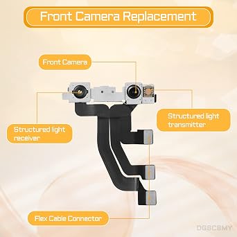 for iPhone Xs MAX Front Camera Replacement Repair Kit 7MP 6.5, xsmax OEM Facing Lens Module Structured Light Receiver Transmitter Connector Replace Fix Tools A1921 A2101 A2102 A2103 A2104