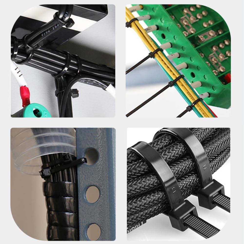 Kabelbinder 100 Stück Selbsthemmend Kabelbinder Nylon Kunststoff Selbstsichernder Multifunktionaler Kabel Klettband Kabelklett Kann im Innen und Außenbereich Verwendet Kabelmanagement