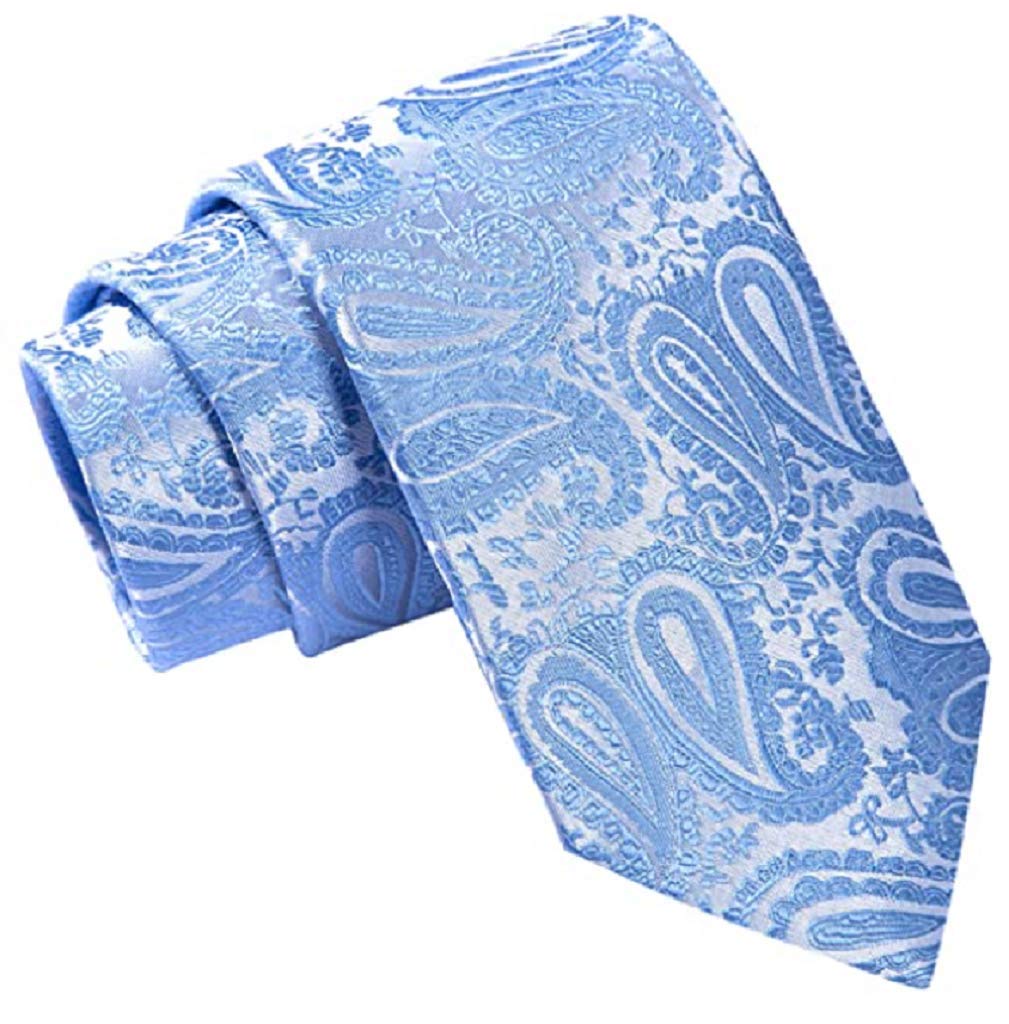 L&L® Premium Woven Paisley Jacquard Silk Tie Gift Wedding Event UK (Sky blue)