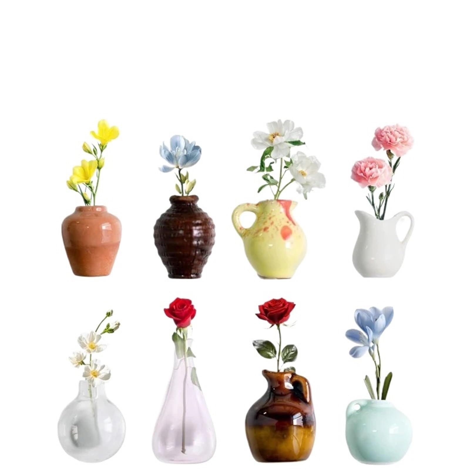 8Pcs Mini Ceramic Magnetic Vases - Strong Magnetic Bud Vases For Fridge And Office Decoration Without Flowers(8pcs)