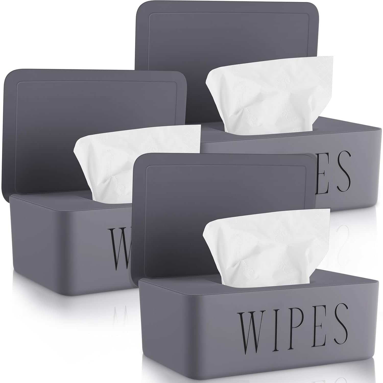 3 Pack Baby Wipes Dispenser Holder Wipe Container for Bathroom with Lid Toilet Tissue Paper Storage Refillable Box for Home Office Cars(Small,Gray) Small Gray