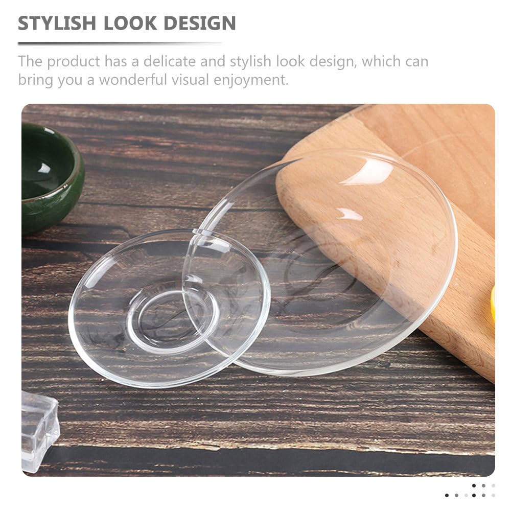 CLISPEED Piattino in vetro trasparente rotondo piatto decorativo per caffè, tè e snack sotto tazza e resistente per casa bar e ristorante riutilizzabile