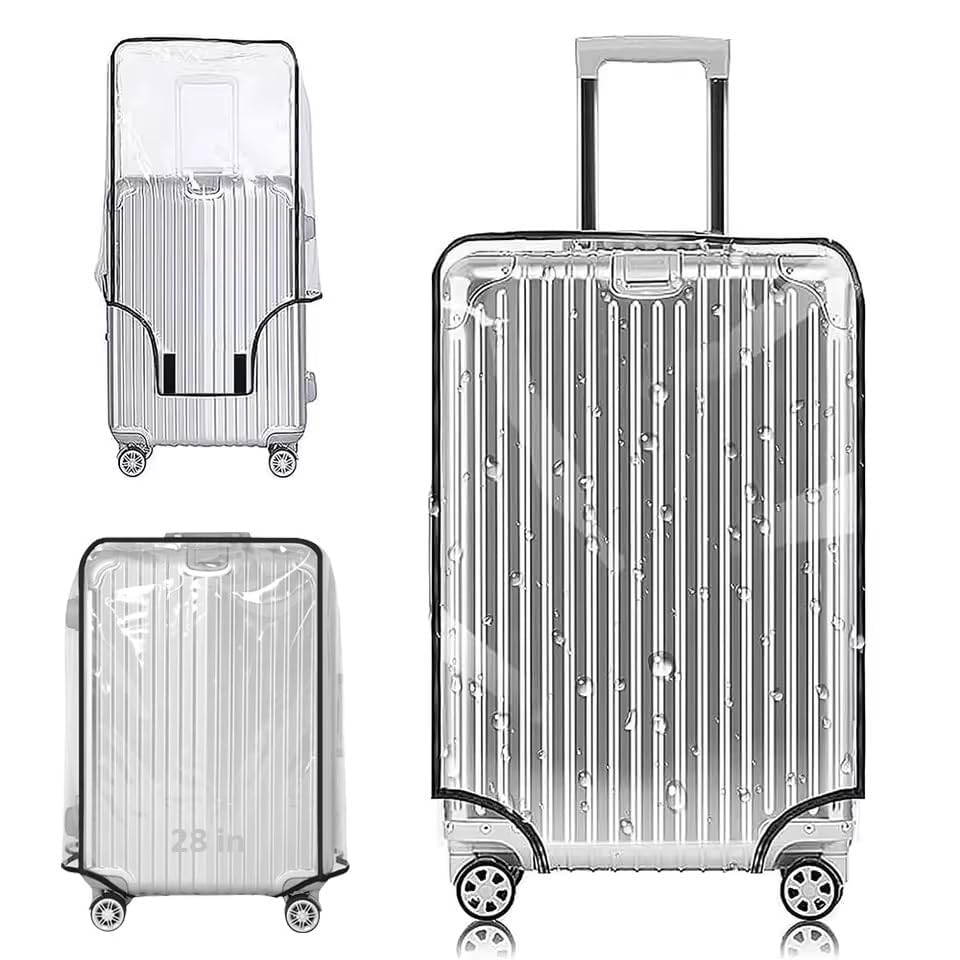 zebroc Clear PVC Trolley Suitcase Cover–Waterproof, Dustproof, Anti-Scratch Transparent Luggage Protector with Strong Velcro Closure, Full Protection for Bags (Transparent, 28 Inch (Pack of 1))-picture-15