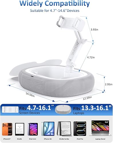 Miniatura 4 de Tryone Soporte de almohada para tableta y soporte para portátil soporte ajustable para iPad con cuenco para aperitivos, almohada de felpa suave y