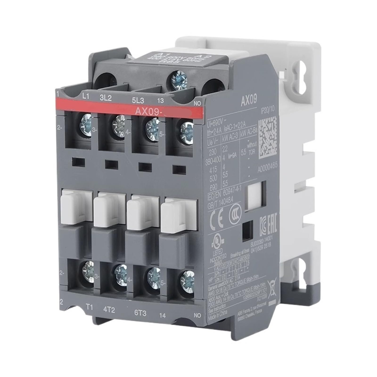 HEXEH contacteur Contacteur de Bobine ca tripolaire série AX 190V-50Hz/220V60Hz AX09/12/18/25/32/40-30-10/01 (Color : AX30-30-10, Size : 380V)