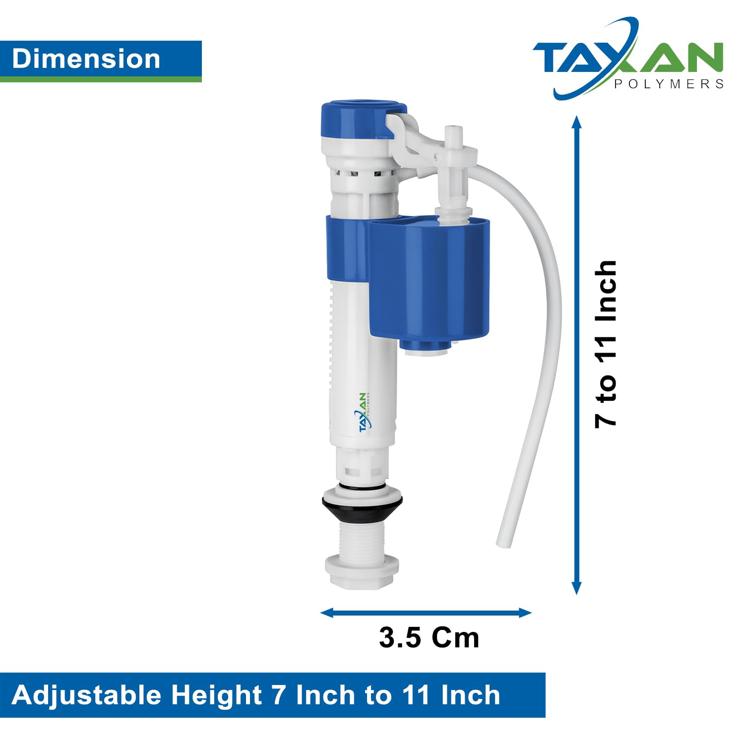 TAXAN Anti Siphon Toilet Flush Tank Adjustable 7’’ to 11’’ Inches Inlet Valve | Universal High Pressure Ballcock for One-Piece Western Commodes | Durable Virgin ABS Material | PACK Of 1 3