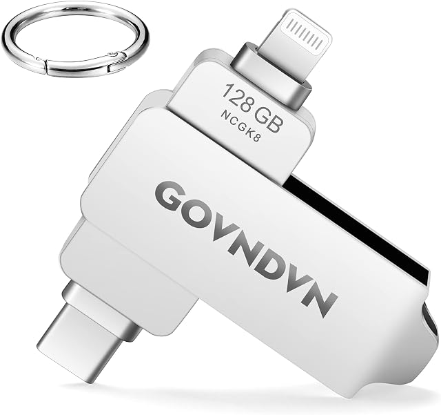 Apple MFi Certified 128GB iPhone-Photo-Storage-Stick USB-Flash-Drive-for-iPhone-Memory-Stick External-iPhone-Storage Photos-Backup-iPhone-Picture-Stick iPad-Lightning-USB-C-Stick-iPhone-Thumb-Drive
