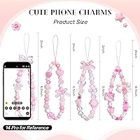 Vista 3 de 4 dijes estéticos para teléfono, correa de muñeca Y2K para teléfono celular, lazo de oso, mariposa, flor, corazón, estrella, accesorios de cadena