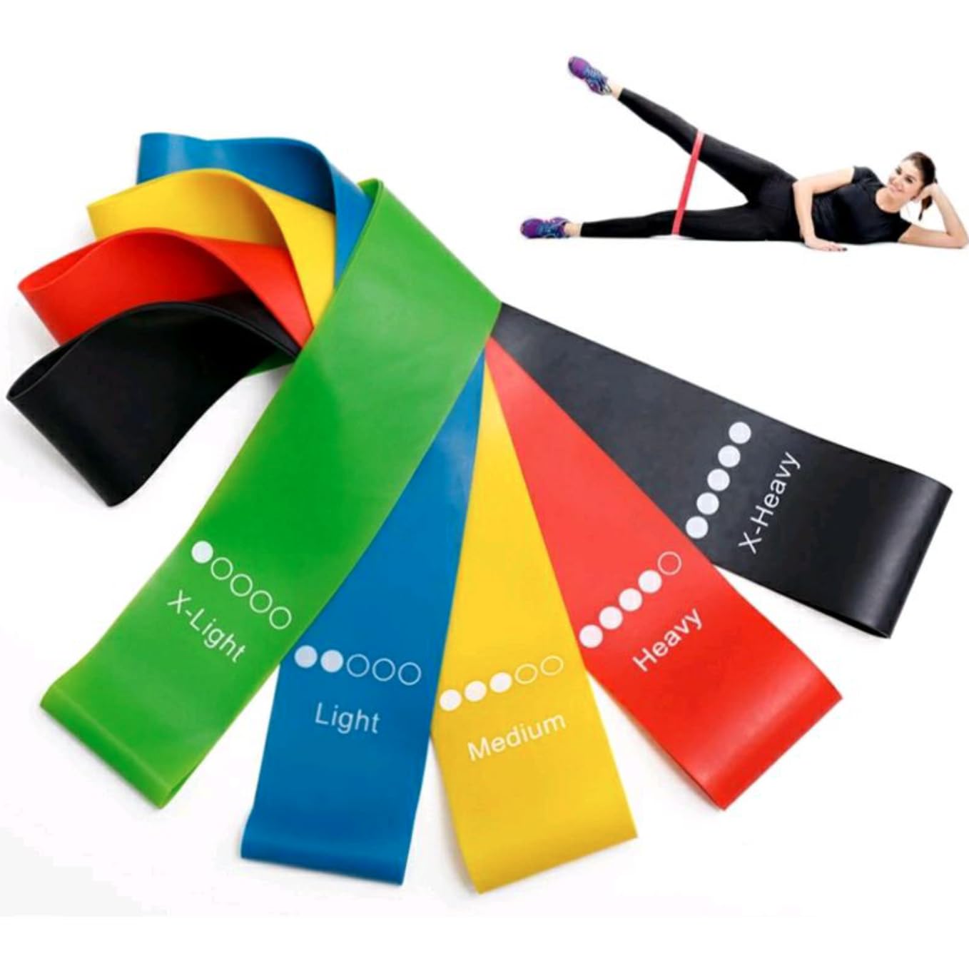 Kit 5 Faixas Elásticas Mini Band Premium: Ideal para Treinos Funcionais, Alongamento,