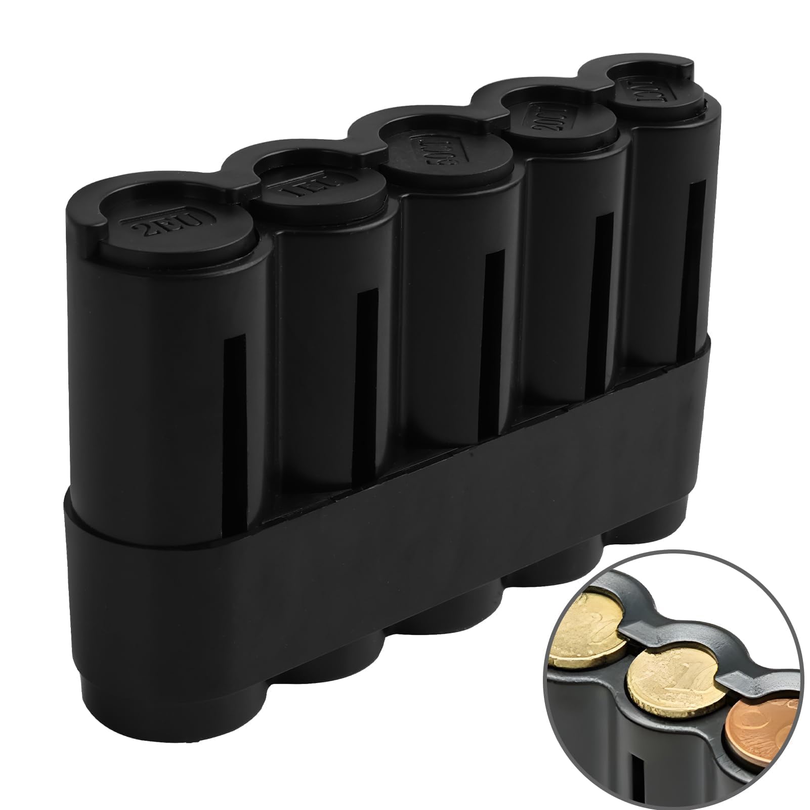 Portamonedas para Monedas Euro Clasificador y Dispensador Portátil Organizador Negro
