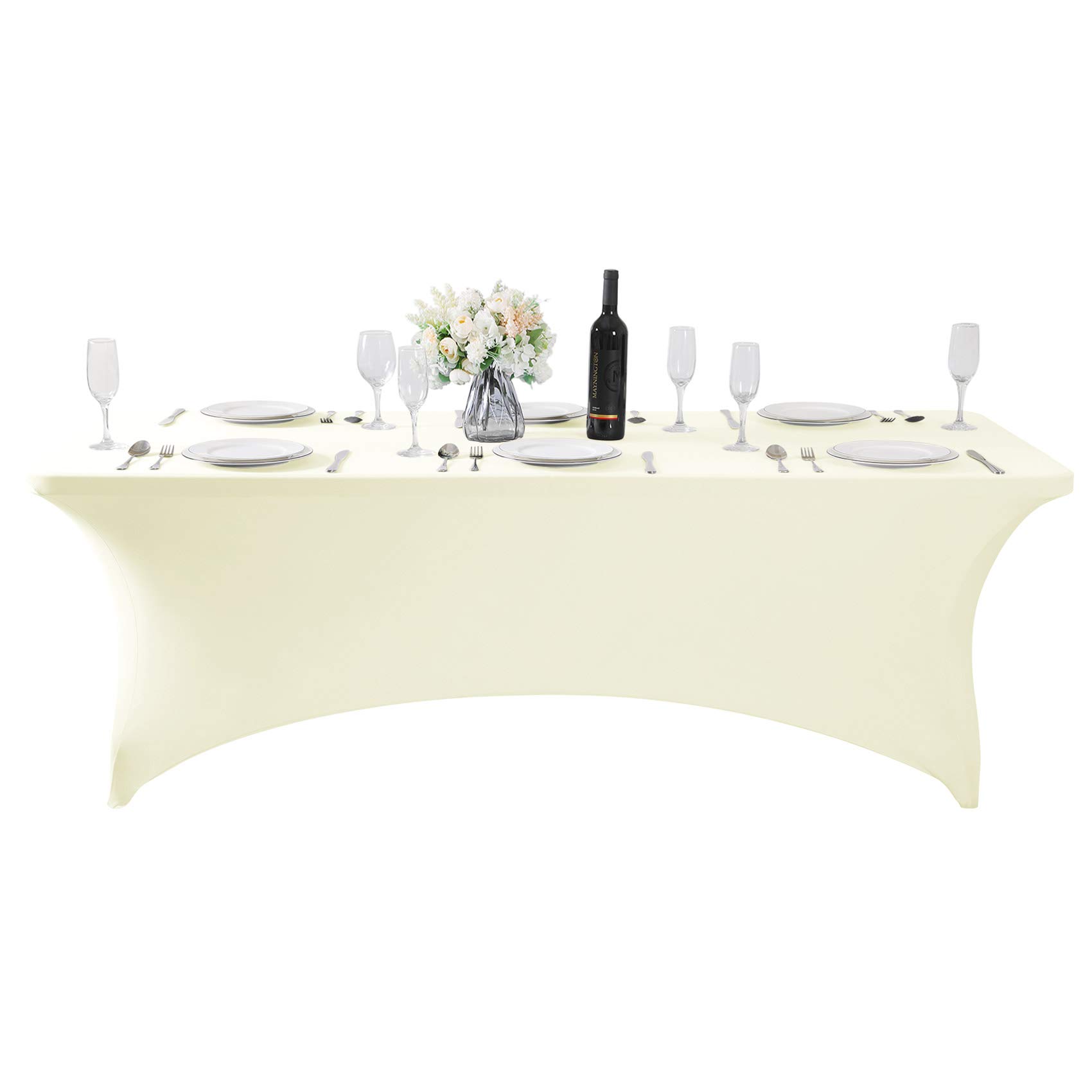 Lot de 2 nappes universelles en élasthanne pour table de 1,8 m, 1,2 m ou 2,4 m, pour fête, banquet, mariage et événements