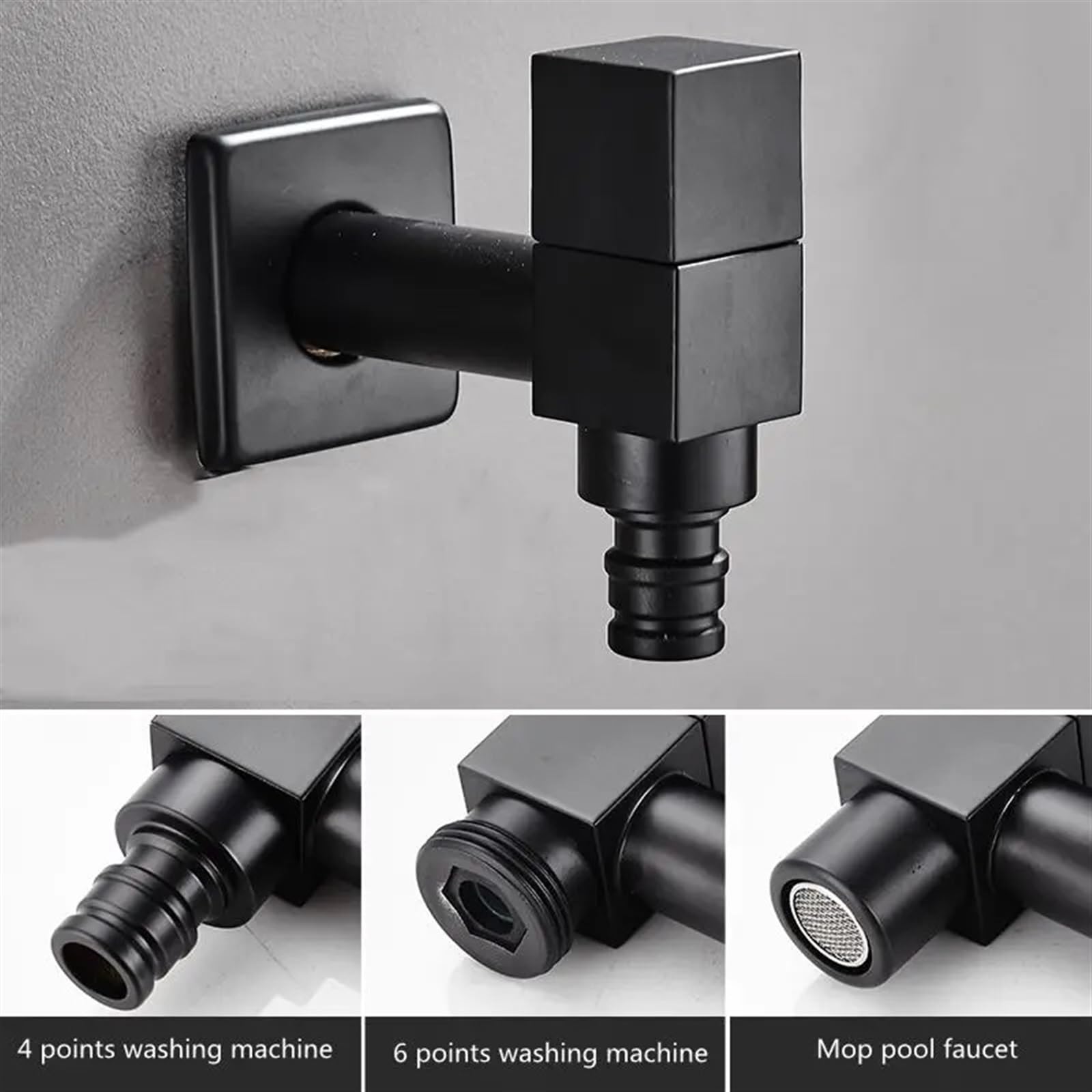 Robinet Exterieur Jardin Vadrouille de robinet machine à laver murale noire