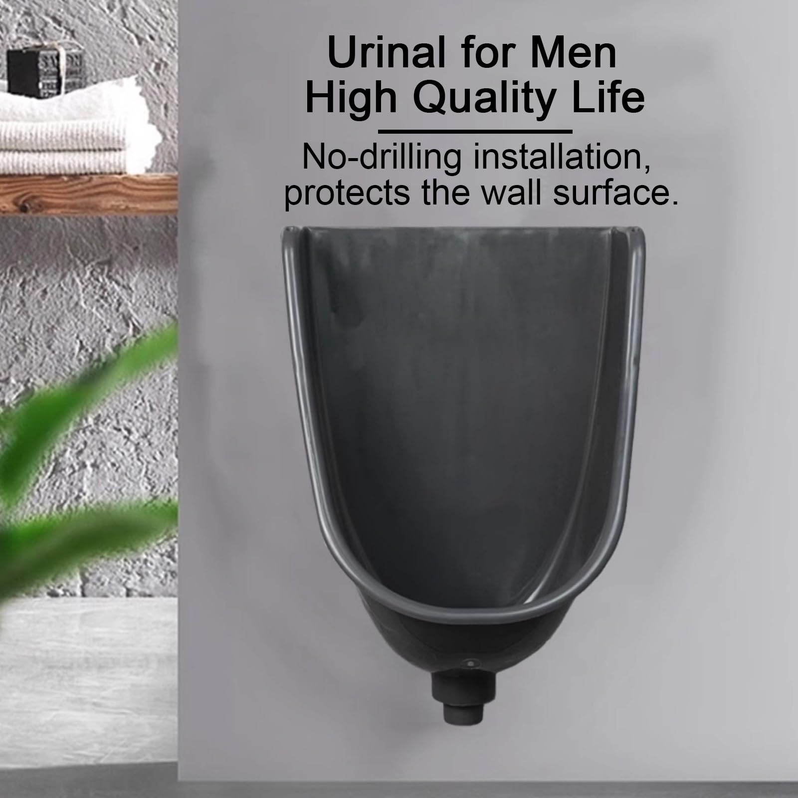Orinales Masculinos, Orinal Adulto, Cuenta con un Filtro Anti Clogging (Antiatascos) es de Fácil Instalación (No Requiere Perforaciones)(Black)