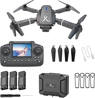 Falcon X 4K Drone - 4K UHD Camera Drone, Built-in Screen Remote Controller, WiFi FPV Foldable Quadcopter for Beginners & Adults, Includes 3 Batteries, SD Card & Reader