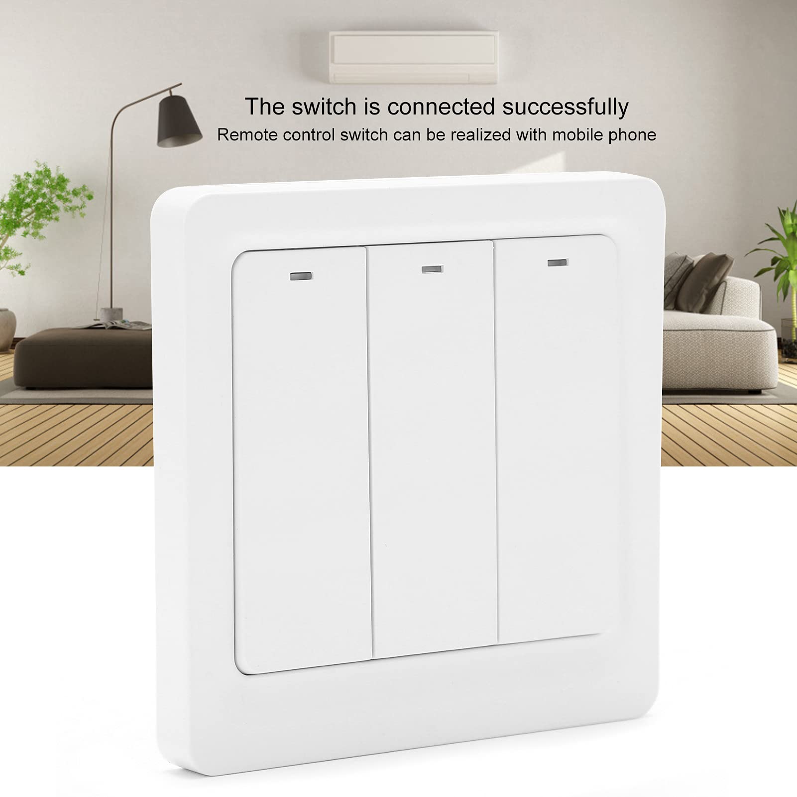Interruptor de luz inteligente, panel de pared de material de PC de 3 entradas, 600 W, TUYA, WiFi, CA 100‑240 V, para automatización del hogar (WiFi)