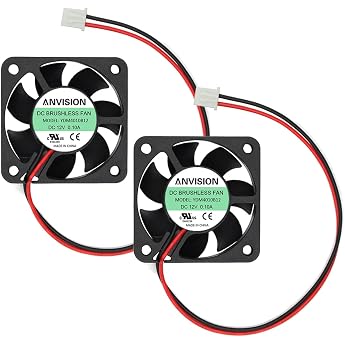 ANVISION 2-Pack 40 x 40 x 10mm 4010 Dual Ball Bearing DC 12V Brushless Cooling Fan UL CE YDM4010B12