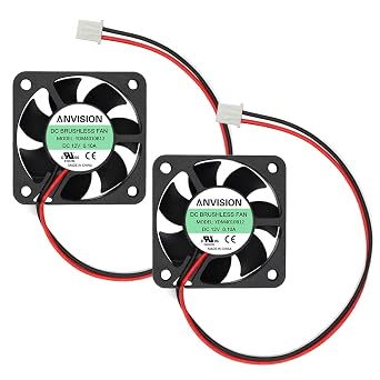 ANVISION 2-Pack 40mm x 10mm 4010 Dual Ball Bearing DC 12V Brushless Cooling Fan, YDM4010B12