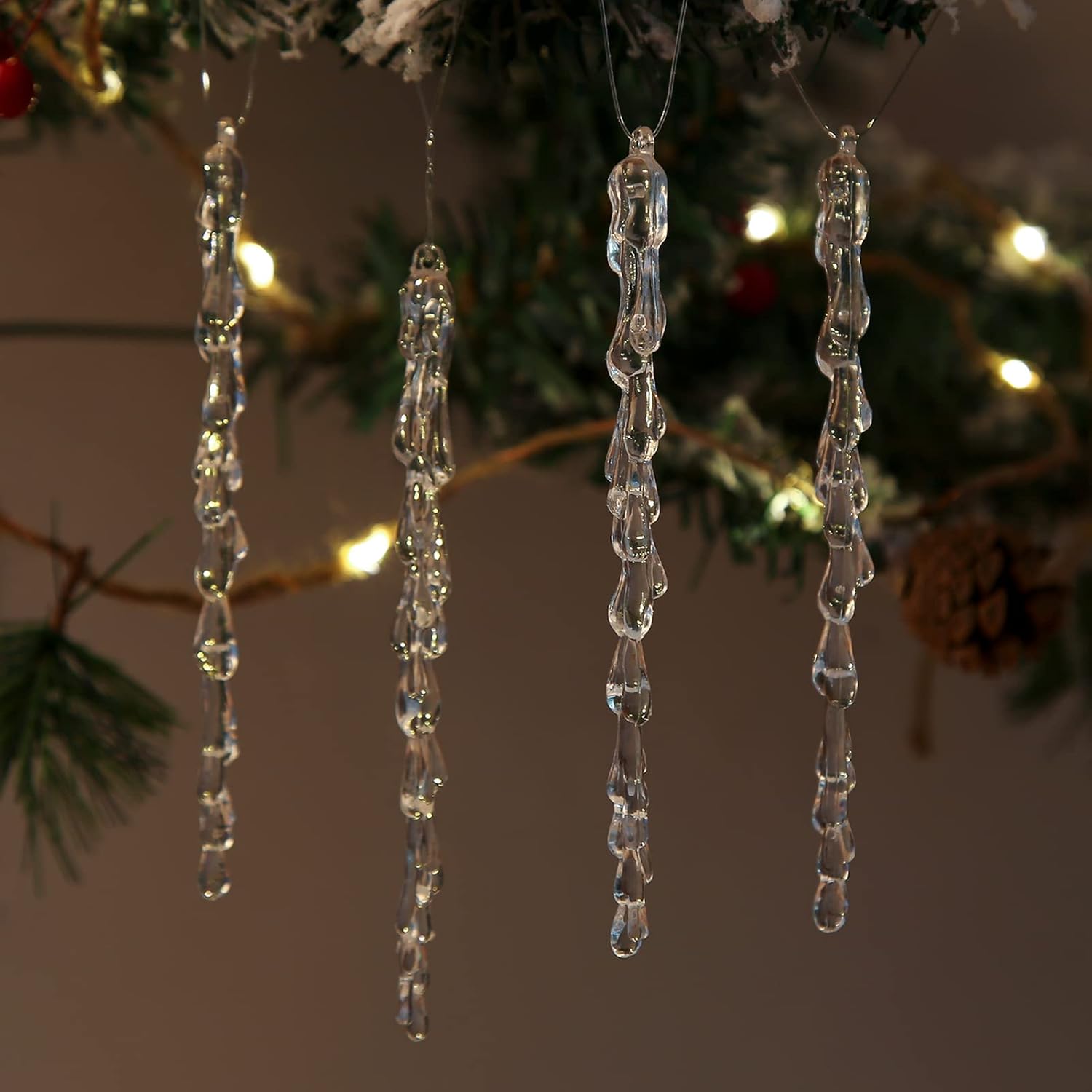 ANCADN 30pcs Icicles Ornament Set Acrylic Clear Icicles