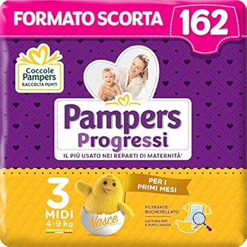 Pampers Progressi Midi, 162 Pannolini, Taglia 3 (4-9 Kg)