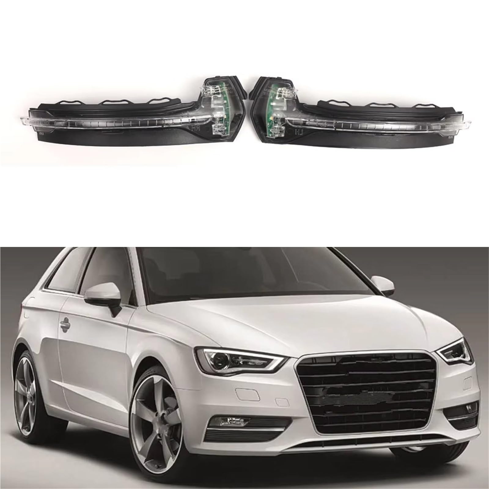 Genérico intermitente automóvil Para A3 S3 RS3 8V 2012 2013 2014-2020 Espejos Laterales Puerta Coche Indicador Luces Señal Giro Lámpara 8V0949101 8V0949102(Pair)