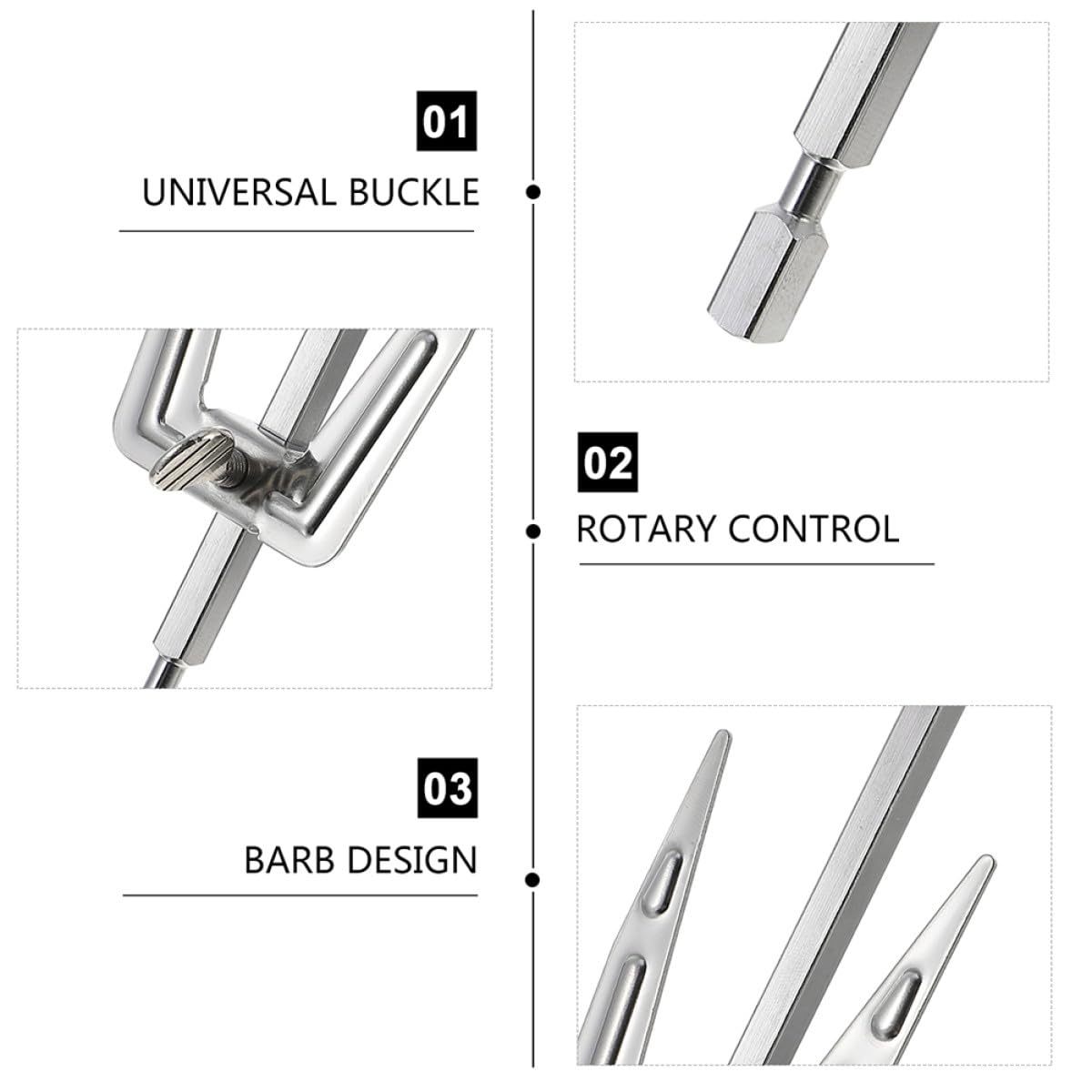 Forche Rotanti da Barbecue in Acciaio Inox 25cm 2 Pezzi | Argento, Antiruggine e Facili da Usare, per Pollo e Maiale, Accessori Bbq per Casa