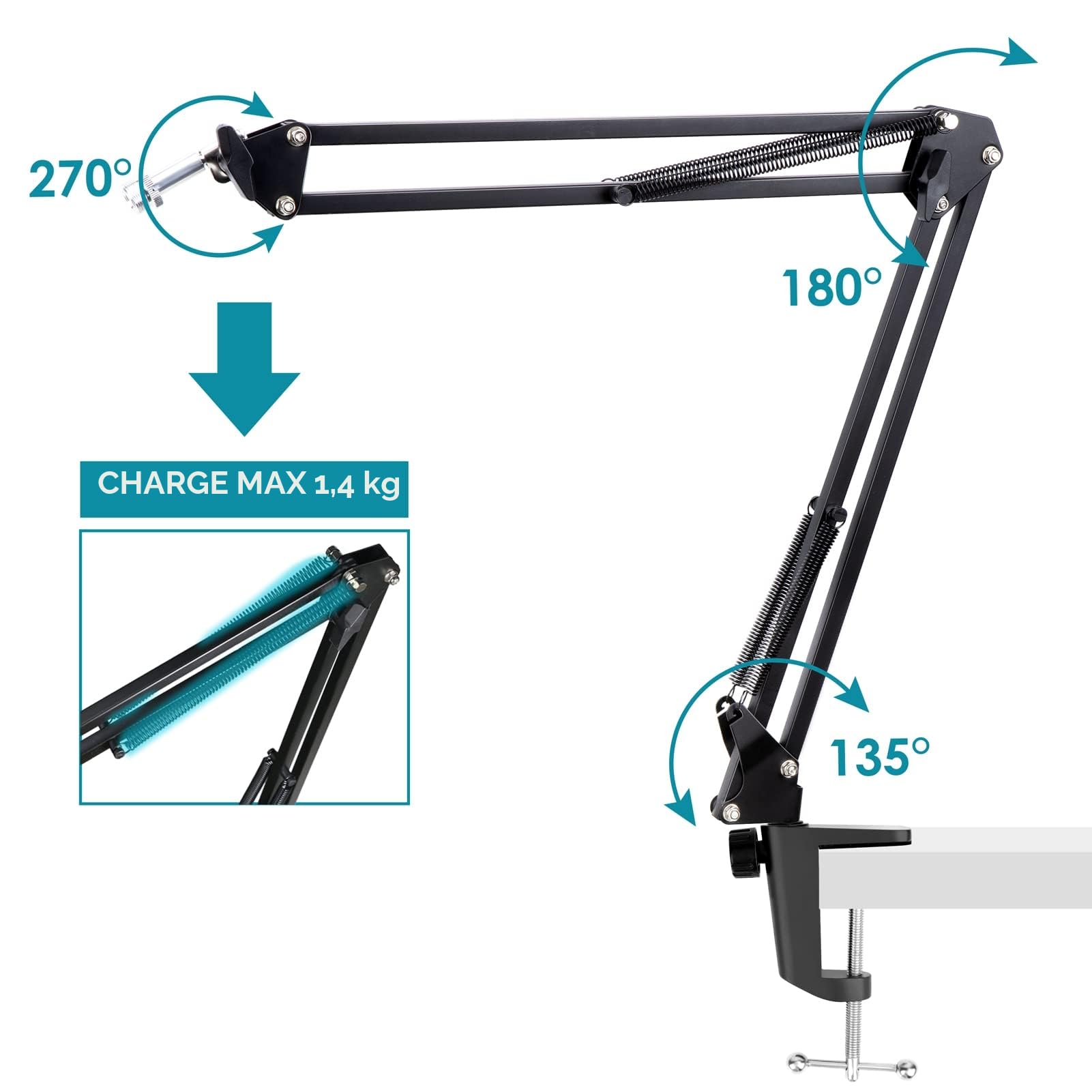 Blue Yeti Support Microphone Professionnel Réglable avec Bonnette Micro Compatible avec Filtre Anti-pop pour Microphone Blue Yeti/Yeti Pro par YOUSHARES