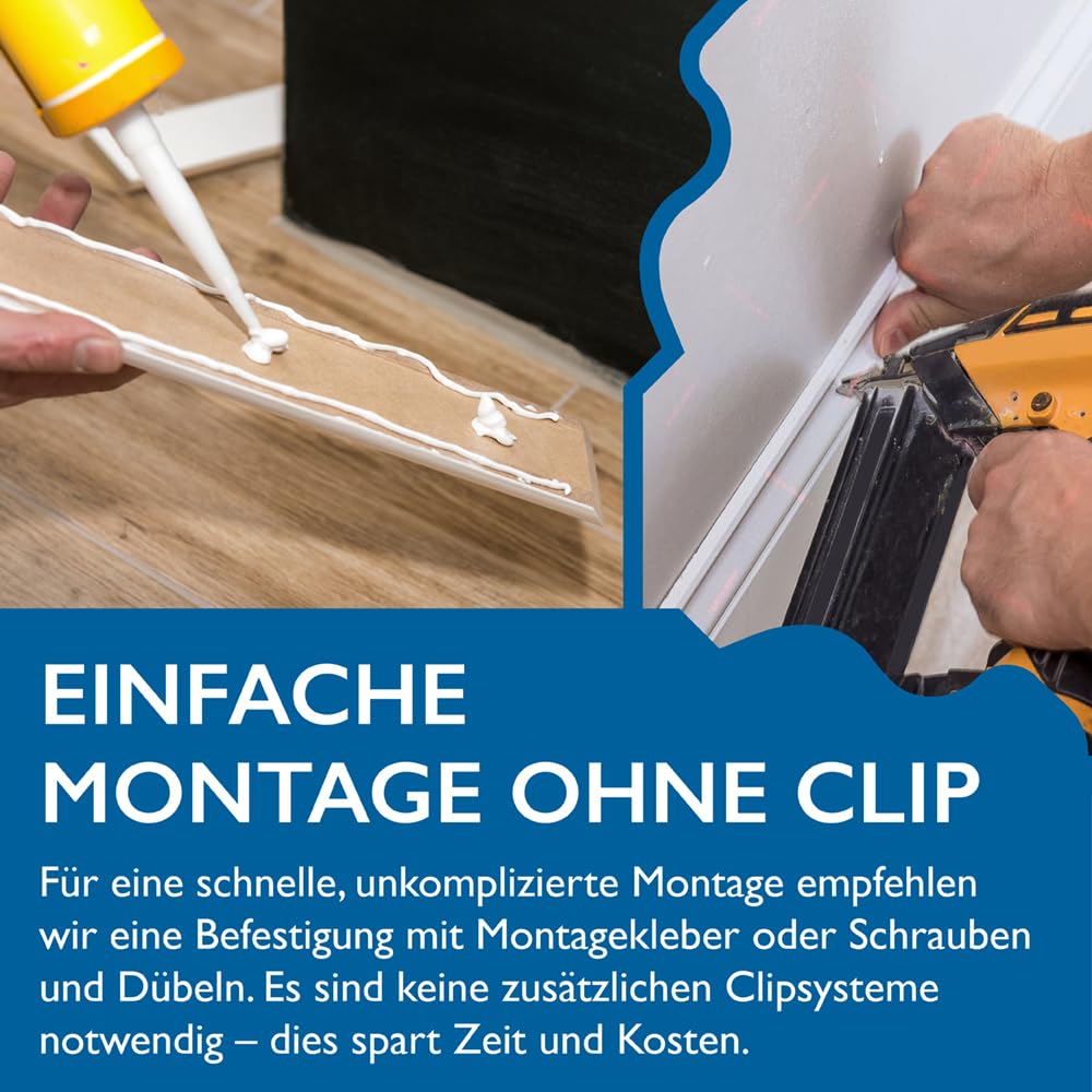 Sockelleiste MDF – 16x95x2440 mm, 10 Stück, weiß RAL 9016 lackiert