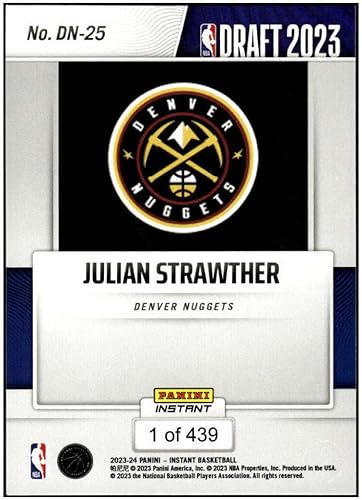 Miniatura 2 de JULIAN STRAWTHER RC 2023-24 Panini Instant Draft Night ROOKIE 439#DN25 Nuggets NM+-MT+ NBA Basketball