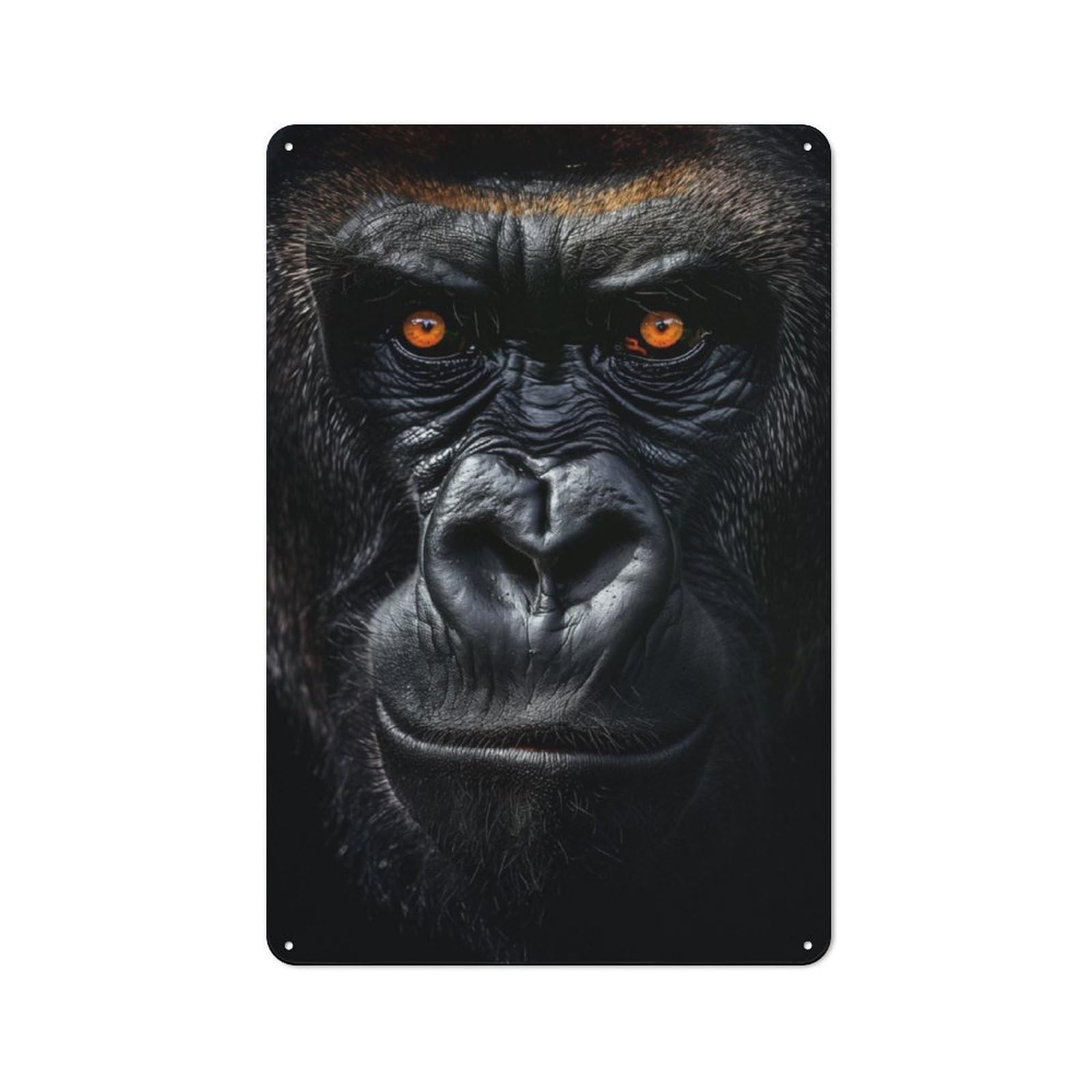 Junmoney Gorilla Ape Portrait Modern Retro Metal Wall Art Sign 30X20cm, Studio Wall Art For Modern Home, Workshop, Office Or Cafe