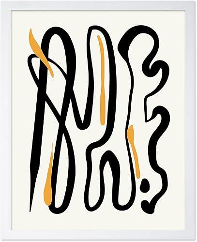 Miniatura 28 de Monem Art - Póster abstracto, impresión de dibujo de línea retro, arte moderno, arte negro y amarillo, arte moderno, arte bohemio elegante, arte Sin