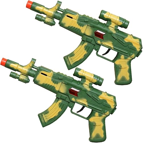 Juego de 2, juguete de pistola camuflada, color verde, 9 pulgadas, accesorio de utilería, cumple con la CE