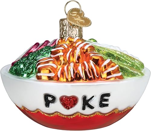 Old World Christmas Poke Bowl - Adorno de vidrio soplado para árbol de Navidad, decoración navideña artesanal, colección de alimentos