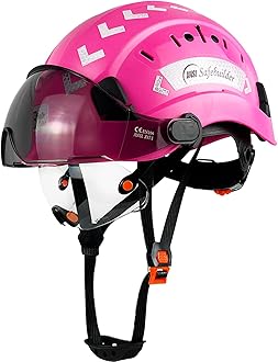 SAFEBUILDER Construction Safety Helmet with Build-in Visor ABS Hard Hat with Visor Adjustable Ventilation Hardhats Work Head Protection ANSI/ISEA Z89.1