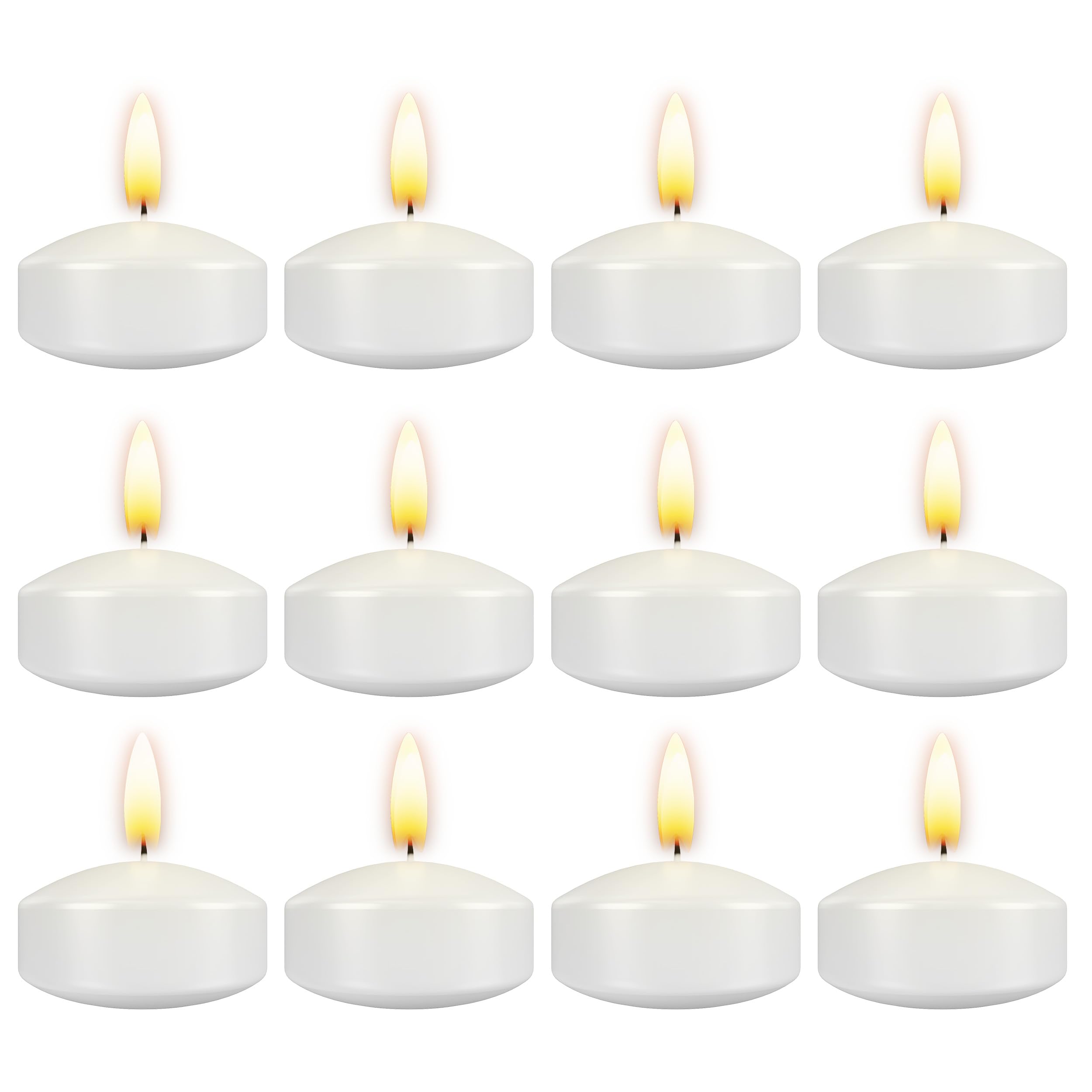 Aignis 12pcs Floating Discs Wax Candles, Burning Time 4+ Hours, 2 Inch Unscented Dripless, White Set for Wedding/Birthday/Celebration/Party/Holiday/Home Décor