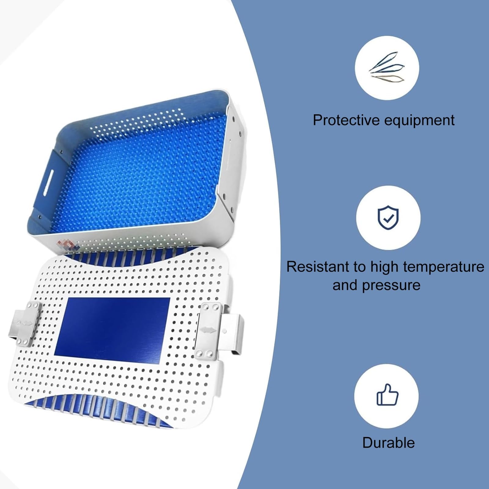 Caja desinfección aleación aluminio for almacenamiento,caja esterilización instrumental quirúrgico,resistente a altas temperaturas presiones,ideal for hospitales,laboratorios dentistas(23x15x3cm-Singl